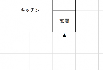 エクセルで作った間取りに玄関ドアの位置を表示した画像